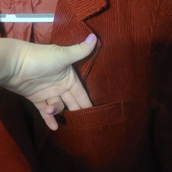 Corduroy Blazer Jacket Burgundy vintage - Picture 7 of 8